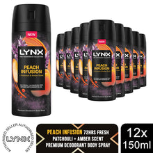 Load image into Gallery viewer, Lynx Body Spray Fine Fragrance Collection Peach Infusion for Men 150ml, 12 Pack