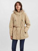 Load image into Gallery viewer, Vero Moda Womens Beige Agnesbeate Parka Hooded Regular Fit Jacket Coat