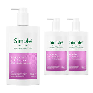 Simple Smooth+ Gel Facial Cleanser Softening Daily Face Wash 240ml, 3 Pack