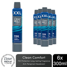 Load image into Gallery viewer, Dove Men+Care Advanced XXL Anti-Perspirant Aerosol Deo Clean Comfort 300ml, 6Pk