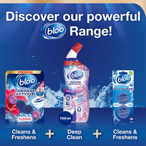 Bloo Toilet Rim Blocks Colour Active+ Flower with Odour Stop Technology, 6 Pack