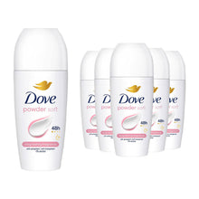 Load image into Gallery viewer, Dove Powder Soft Roll On Anti-Perspirant w/ 48H Long Lasting Fragrance 50ml, 6pk