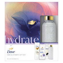 Load image into Gallery viewer, Dove Care &amp; Hydrate Bath &amp; Body 3 Pieces Gift Set for Her with Water Bottle