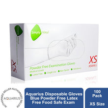 Load image into Gallery viewer, Aquarius Disposable Gloves Blue Powder Free Latex Free Food Safe Exam 100 Pack