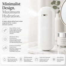 Load image into Gallery viewer, Aquarius Portable Nano Mist Sprayer White Handheld Rechargeable Facial Steamer