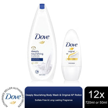 Load image into Gallery viewer, 3x Dove Women AP Cream Rollon 50ml+Deeply Nourishing moisturiser Body Wash 720ml