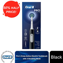 Load image into Gallery viewer, Oral-B Pro 1 Cross-Action Electric Rechargeable Toothbrush with 3 Modes, Black