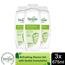Load image into Gallery viewer, Simple Kind to Skin Refreshing Shower Gel 675ml, 3 Pack
