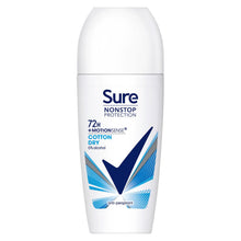 Load image into Gallery viewer, 6x Sure Women Motion Sense AP Deodorant Roll-on 72H Nonstop, Cotton Dry, 50ml