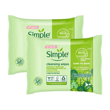 Load image into Gallery viewer, Simple Kind to Skin Double Sided Cleansing Biodegradable Facial Wipes, 25pcs