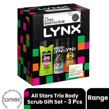 Load image into Gallery viewer, LYNX All Stars Trio &amp; Body Scrub Gift Set 3 piece, Choose Your Pack Size 1,2,3 or 4