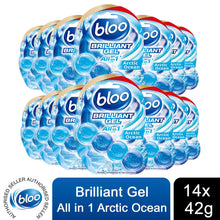 Load image into Gallery viewer, Bloo Toilet Rim Block Brilliant Gel All in 1 Cleaner Arctic Ocean Scent 42g 14pk