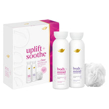 Load image into Gallery viewer, Dove Body + Mind Gift Set, Calming and Uplifting Body Washes Gift with Puff