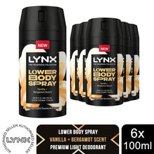 Load image into Gallery viewer, Lynx Lower Body Spray Vanilla + Bergamot 72H Freshness, Aluminium-Free 100ml,6Pk