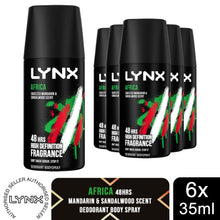 Load image into Gallery viewer, Lynx Body Spray Africa 48H High Definition Fragrance Deodorant for Men 35ml, 6pk