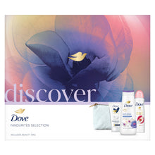 Load image into Gallery viewer, Dove Discover Favourites Selection 3 Pieces Gift Set for Her with Beauty Bag