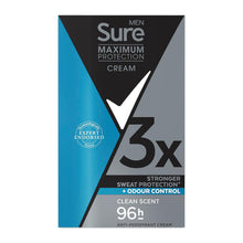 Load image into Gallery viewer, Sure Men Maximum Protection Clean Scent Anti-Perspirant Cream, 3 Pack, 45ml