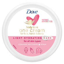 Load image into Gallery viewer, Dove Light Hydrating Care One Cream for Face,Hands &amp; Body for All Skin 250ml,6pk