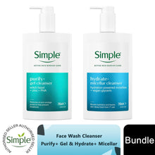 Load image into Gallery viewer, Simple Face Wash Cleanser AgeResist &amp; Repair, PurifyGel &amp; Hydrate Micellar 240ml