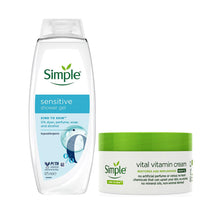 Load image into Gallery viewer, Simple Night Cream 50ml &amp; Sensitive Shower Gel Bundle