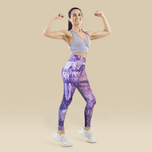 Load image into Gallery viewer, Women's Leggings High Waist Tye Dye Stretchable Activewear, Light Purple-Size 12
