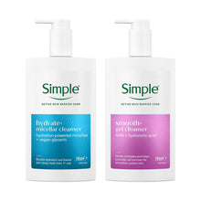 Load image into Gallery viewer, Simple Smooth+ &amp; Hydrate+ Gel Facial Cleanser Bundle 240ml