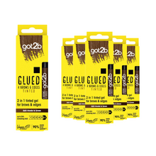 Load image into Gallery viewer, Got2b GEL Glued B&amp;E Tint Dark Brown 16ml, 6 Pack - Strong Hold, Tame Flyaways