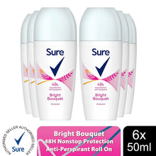 Load image into Gallery viewer, Sure Women Roll On Bright Bouquet AntiPerspirant Deo 48H Protection, 6x50ml
