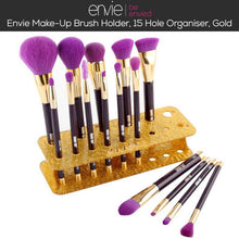 Load image into Gallery viewer, Envie Makeup Brush Holder Gold 15 Hole Stand Cosmetic Organiser Storage