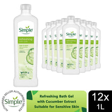 Load image into Gallery viewer, Simple Refreshing Bath Soak Cucumber Extract 1L 12-Pack