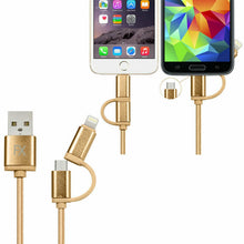 Load image into Gallery viewer, FX 2 in 1 Braided Charge &amp; Sync Cable - 3m : Gold
