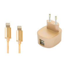 Load image into Gallery viewer, FX Multicoloured Dual USB Mains Charger 2.4 AMP Plug (EU), Gold