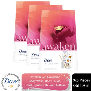 Dove Awaken Gift Collection 3 Pieces Gift Set for Her with Reed Diffuser