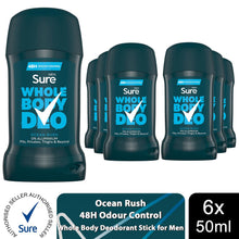 Load image into Gallery viewer, Sure Men Deodorant Stick Ocean Rush with 48Hrs of Odour Control 50ml, 6 Pack