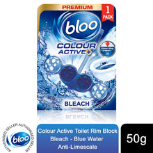Load image into Gallery viewer, Bloo Colour Active Toilet Anti-Limescale Odour Stop Bleach Rim Block, 50g