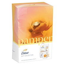 Load image into Gallery viewer, Dove Pamper Body Wash &amp; Body Lotion 2Pcs Gift Set for Her w/ Wax Burner &amp; Melts