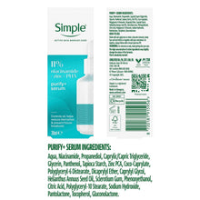 Load image into Gallery viewer, Simple Purify+ Niacinamide &amp; Zinc Face Serum 30ml 10 Pack, for Sensitive Skin
