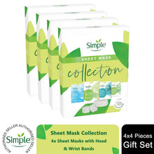 Load image into Gallery viewer, Simple Sheet Mask Collection 4 Pieces Gift Set for Her withHeas &amp; Wrist Bands