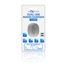 Load image into Gallery viewer, FX Dual USB Mains Charger Plug (UK) For SmartPhones &amp; Tablets - Silver