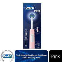 Load image into Gallery viewer, Oral-B Pro 1 Cross-Action Electric Rechargeable Toothbrush with 3 Modes, Pink