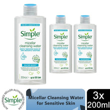 Load image into Gallery viewer, Simple Micellar Cleansing Water Hydrating Makeup Remover, 200ml or 400ml