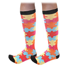 Load image into Gallery viewer, Flo Knee High Compression Socks Bright Pattern Support Travel Sports S/M or L/XL