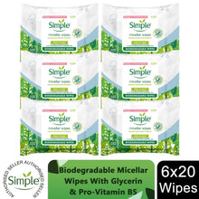 Load image into Gallery viewer, Simple Biodegradable Micellar Wipes with Glycerin &amp; Pro-Vitamin B5, 3 or 6 Pack