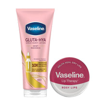 Load image into Gallery viewer, Vaseline Gluta-Hya Dewy Radiance Serum Lotion 200ml &amp; Rosy Lips Therapy 20g