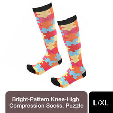 Load image into Gallery viewer, Flo Knee High Compression Socks Bright Pattern Support Travel Sports S/M or L/XL