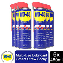 Load image into Gallery viewer, WD-40 Multi-Use Lubricant Smart Straw Spray 450ml x6, Removes Grease, Stops Rust