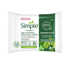 Load image into Gallery viewer, Simple Cleansing Face Wipes Age-Resisting Green Tea Sensitive 3x20 Pack