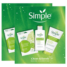 Load image into Gallery viewer, Simple Gift Set Clean &amp; Fresh Regime Face Wash Mask Moisturiser Skincare Trio