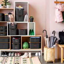 Load image into Gallery viewer, SmartStore Basket Recycled 15 StorageBox 10L w/ Plastic Lid, Charcoal/Anthracite