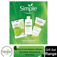 Load image into Gallery viewer, Simple Gift Set Clean &amp; Fresh Regime Face Wash Mask Moisturiser Skincare Trio